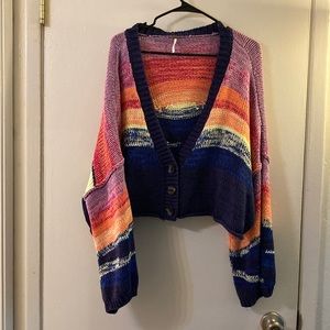 Free People “Perfect View “ cardigan in rainbow sunset, size Small